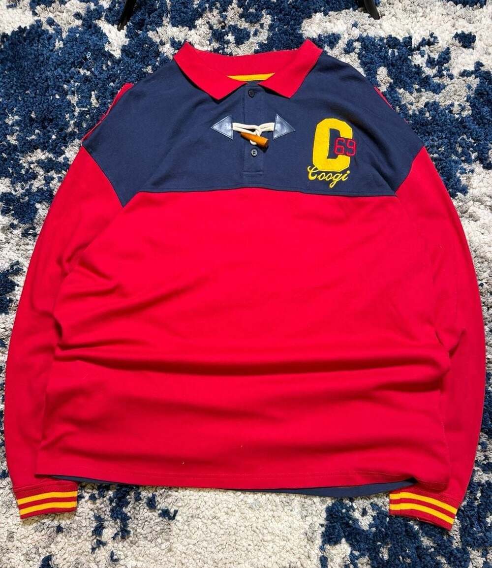 Coogi Luxe XXL Colorblock Long Sleeve Polo Shirt
